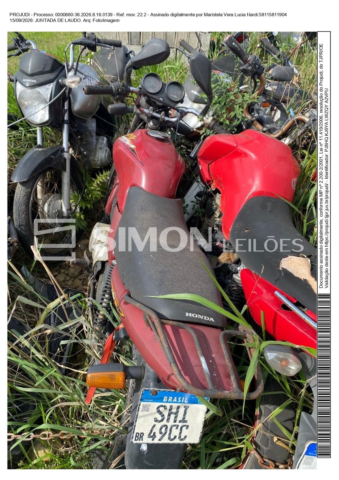 SUCATA INSERVÍVEL: 01 (uma) motocicleta marca/modelo Honda/CG 125 Titan KS, ano de fabricação 2002, 