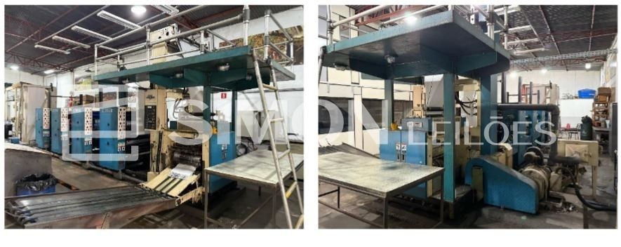 Uma impressora  rotativa de jornal de origem Alemã "Harris Graphics" modelo JF 25B, composta por 4 t