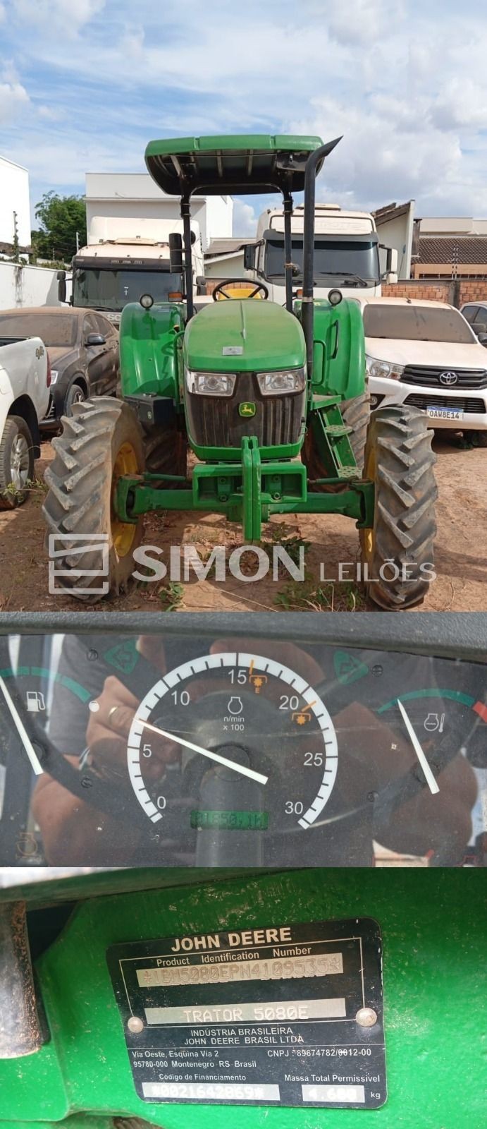 Trator JOHN DEERE 5080E, Chassi: 1BM5080EPN4109535, ano de fabricação 2023. Obs: Incide ICMS (12% a